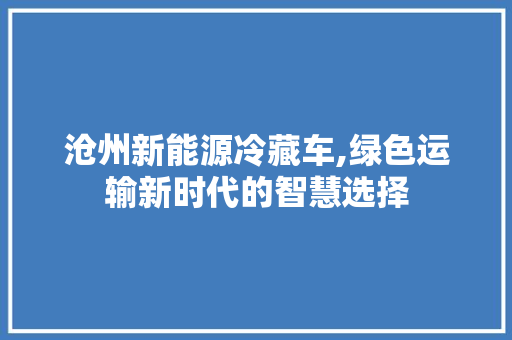 沧州新能源冷藏车,绿色运输新时代的智慧选择 车联网技术