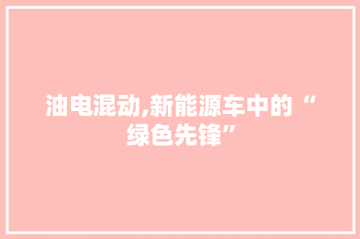 油电混动,新能源车中的“绿色先锋”