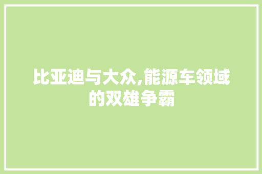 比亚迪与大众,能源车领域的双雄争霸