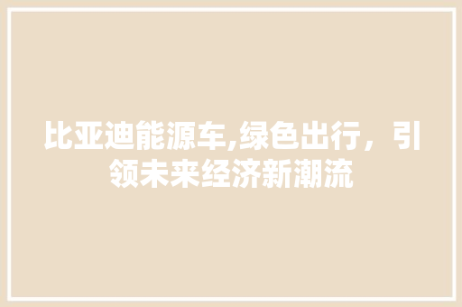 比亚迪能源车,绿色出行，引领未来经济新潮流