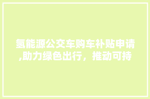 氢能源公交车购车补贴申请,助力绿色出行，推动可持续发展