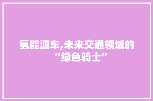 氢能源车,未来交通领域的“绿色骑士”
