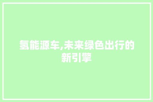 氢能源车,未来绿色出行的新引擎