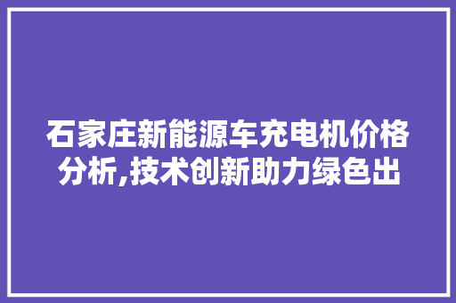 石家庄新能源车充电机价格分析,技术创新助力绿色出行