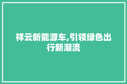 祥云新能源车,引领绿色出行新潮流