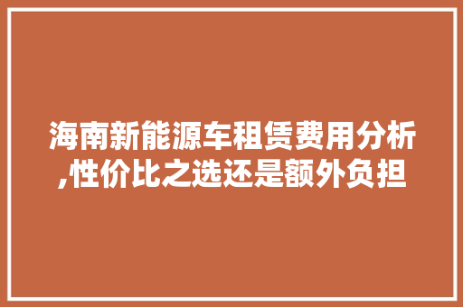 海南新能源车租赁费用分析,性价比之选还是额外负担 车载导航