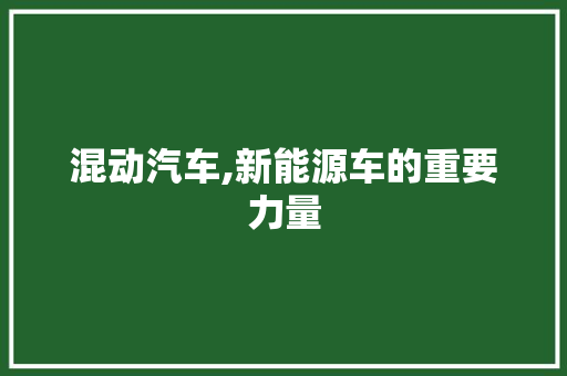 混动汽车,新能源车的重要力量