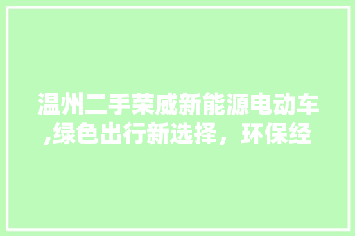 温州二手荣威新能源电动车,绿色出行新选择，环保经济双赢