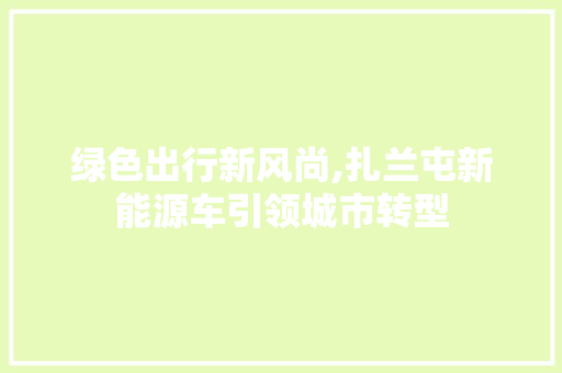 绿色出行新风尚,扎兰屯新能源车引领城市转型