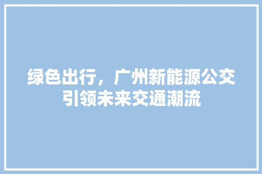 绿色出行，广州新能源公交引领未来交通潮流 汽车轮胎
