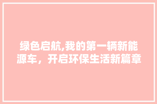绿色启航,我的第一辆新能源车，开启环保生活新篇章