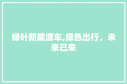 绿叶新能源车,绿色出行，未来已来 汽车展览