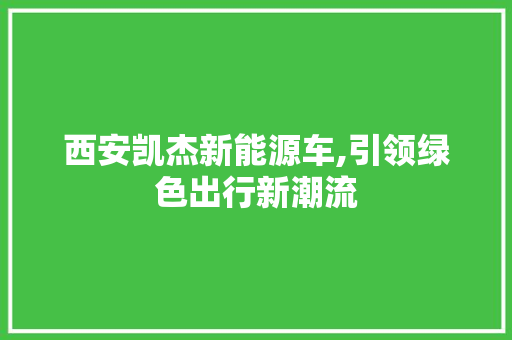西安凯杰新能源车,引领绿色出行新潮流
