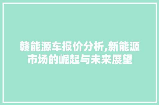 赣能源车报价分析,新能源市场的崛起与未来展望 汽车展览