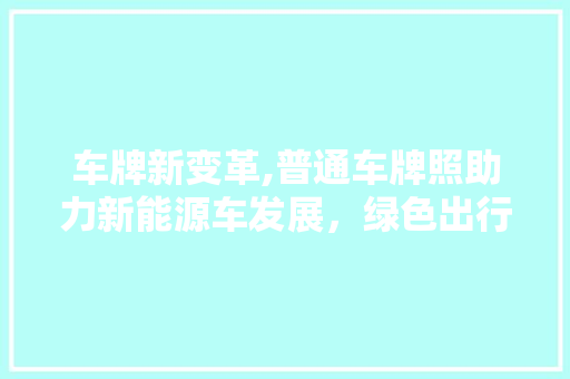 车牌新变革,普通车牌照助力新能源车发展，绿色出行未来可期 新车资讯