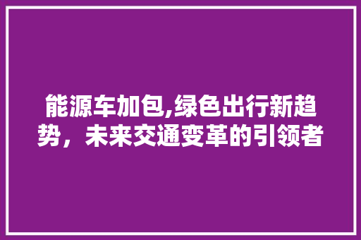 能源车加包,绿色出行新趋势，未来交通变革的引领者