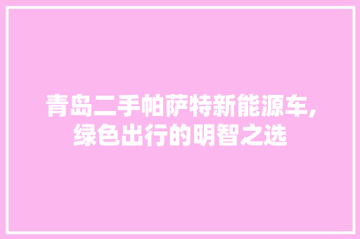 青岛二手帕萨特新能源车,绿色出行的明智之选 汽车配件