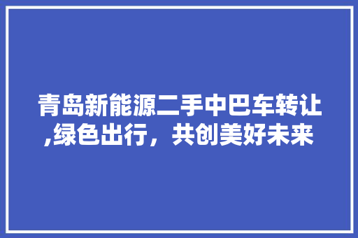 青岛新能源二手中巴车转让,绿色出行，共创美好未来