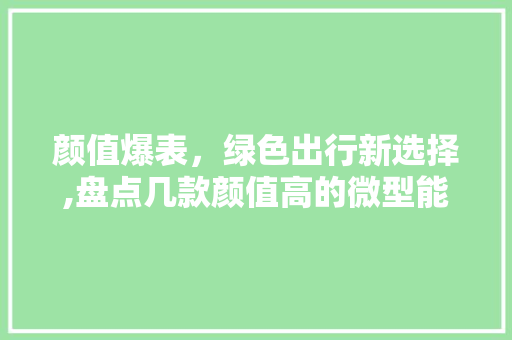 颜值爆表，绿色出行新选择,盘点几款颜值高的微型能源车