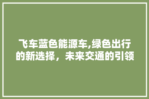 飞车蓝色能源车,绿色出行的新选择，未来交通的引领者