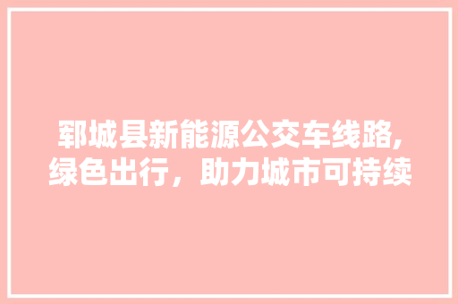 郓城县新能源公交车线路,绿色出行，助力城市可持续发展