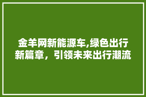 金羊网新能源车,绿色出行新篇章，引领未来出行潮流