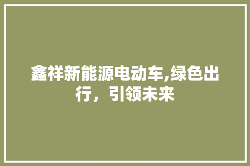 鑫祥新能源电动车,绿色出行，引领未来