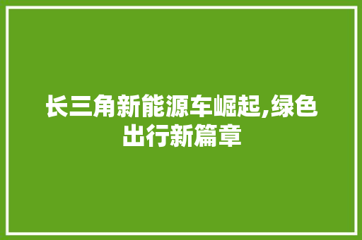 长三角新能源车崛起,绿色出行新篇章