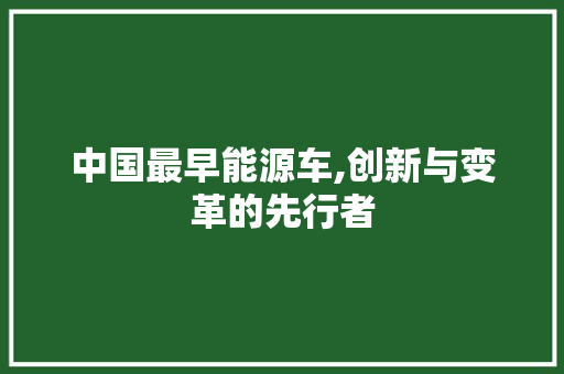 中国最早能源车,创新与变革的先行者