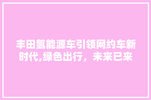 丰田氢能源车引领网约车新时代,绿色出行，未来已来