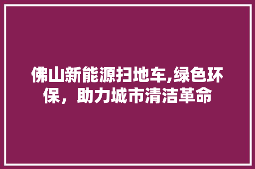 佛山新能源扫地车,绿色环保，助力城市清洁革命