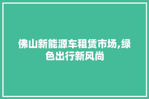 佛山新能源车租赁市场,绿色出行新风尚 自动驾驶