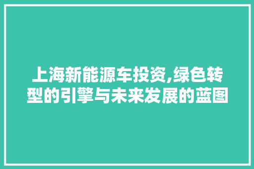 上海新能源车投资,绿色转型的引擎与未来发展的蓝图