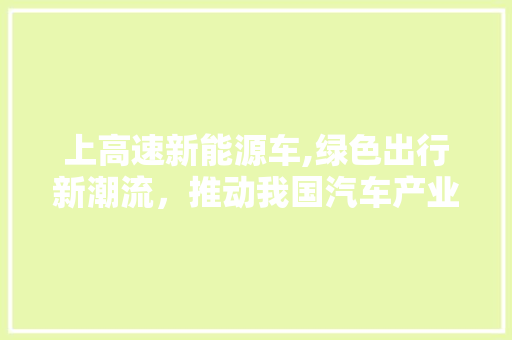 上高速新能源车,绿色出行新潮流，推动我国汽车产业转型升级