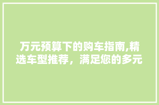 万元预算下的购车指南,精选车型推荐，满足您的多元化需求