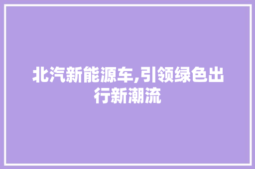 北汽新能源车,引领绿色出行新潮流