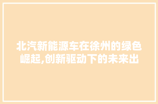 北汽新能源车在徐州的绿色崛起,创新驱动下的未来出行