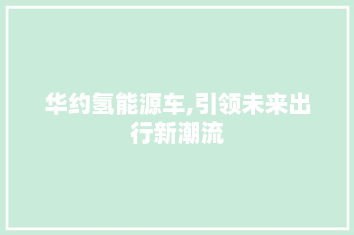 华约氢能源车,引领未来出行新潮流