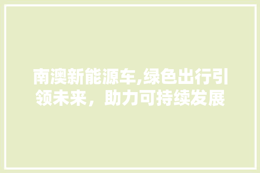 南澳新能源车,绿色出行引领未来，助力可持续发展