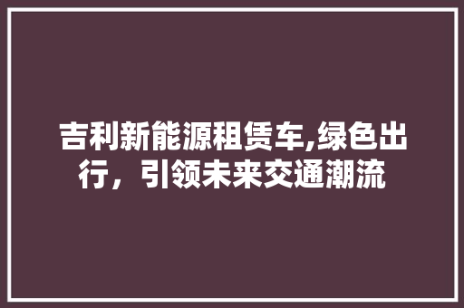 吉利新能源租赁车,绿色出行，引领未来交通潮流