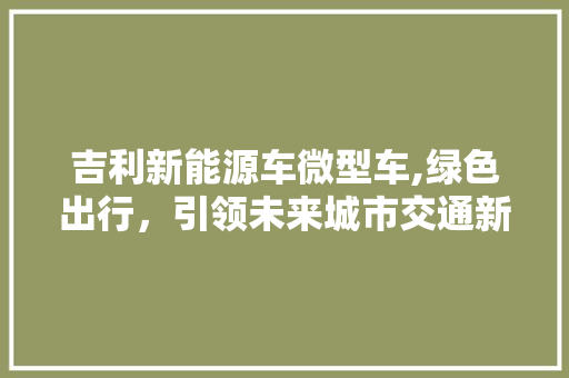 吉利新能源车微型车,绿色出行，引领未来城市交通新潮流