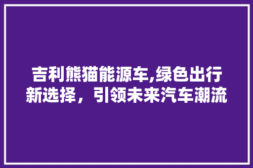 吉利熊猫能源车,绿色出行新选择，引领未来汽车潮流 汽车配件