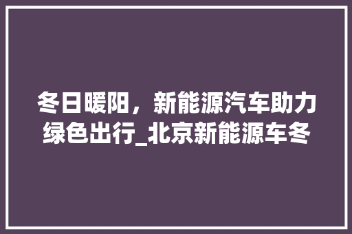 冬日暖阳，新能源汽车助力绿色出行_北京新能源车冬季使用攻略