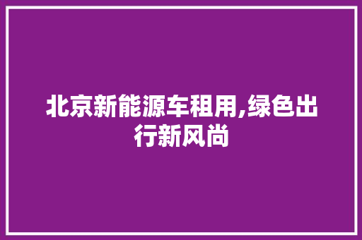 北京新能源车租用,绿色出行新风尚 汽车配件
