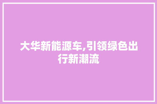 大华新能源车,引领绿色出行新潮流 汽车展览