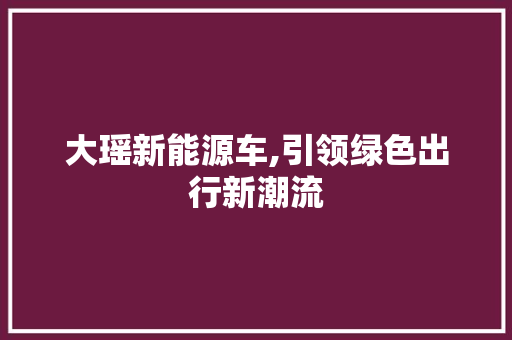 大瑶新能源车,引领绿色出行新潮流