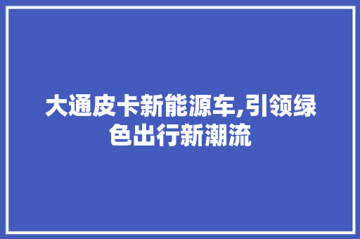 大通皮卡新能源车,引领绿色出行新潮流