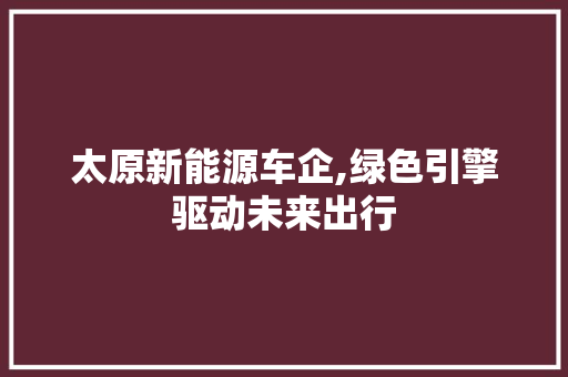 太原新能源车企,绿色引擎驱动未来出行