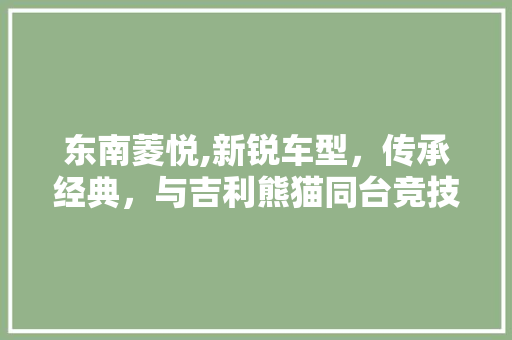 东南菱悦,新锐车型，传承经典，与吉利熊猫同台竞技 新车资讯