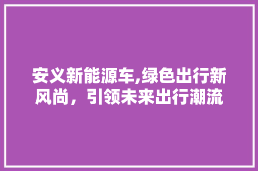 安义新能源车,绿色出行新风尚，引领未来出行潮流